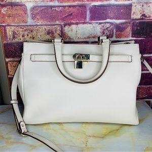 Danier Large White Saffiano Leather Convertible Crossbody Bag